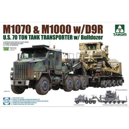 1/72 Takom M1070 & M1000 w/D9R Tank Transporter with Dozer Load 5002
